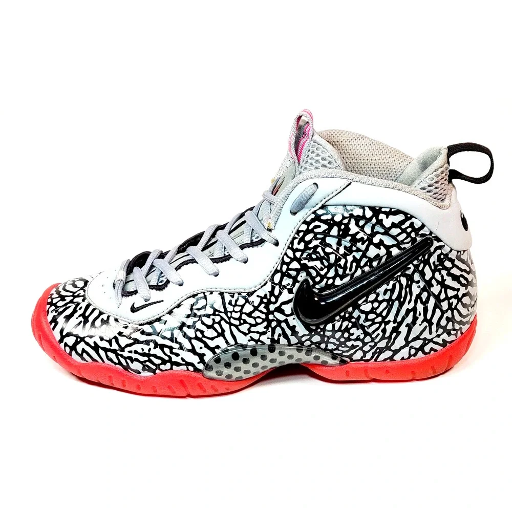 Nike Foamposite Pro GS Size (5Y) Pink Elephant Print Grey Black 644792-002
